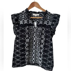 LOFT Monochrome Geometric Blouse